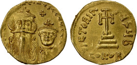 BYZANTINE EMPIRE: Heraclius, 610-641, AV solidus (4.40g), Constantinople, S-749, bust of Heraclius left with long beard and bust of his son Heraclius ...