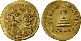 BYZANTINE EMPIRE: Heraclius, 610-641, AV solidus (4.44g), Constantinople, S-749, busts of Heraclius & his son Heraclius Constantine, Heraclius with lo...