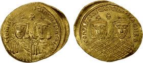 BYZANTINE EMPIRE: Leo IV, the Khazar, 775-780, AV solidus (4.46g), Constantinople, S-1583, busts of Leo IV with short beard and Constantine VI beardle...