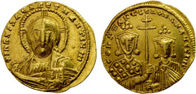 BYZANTINE EMPIRE: Constantine VII Porphyrogenitus, with Romanus II, 913-959, AV solidus (4.40g), Constantinople, 945-959, S-1751, bust of Christ Panto...