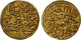 OTTOMAN EMPIRE: Süleyman I, 1520-1566, AV sultani (3.48g), Kostantiniye, AH926, A-1317, lovely bold strike, EF.
Estimate: USD 220 - 280