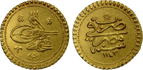 EGYPT: Mahmud I, 1730-1753, AV zinjirli altin (sultani) (3.48g), Misr, AH1143, KM-91, without any initial, EF.
Estimate: USD 220 - 260