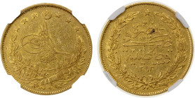 TURKEY: Murad V, 1876, AV 100 Kurush, Kostantiniye, AH1293 year 1, KM-715, NGC graded XF45, S, ex Choudhury Collection.
Estimate: USD 450 - 500