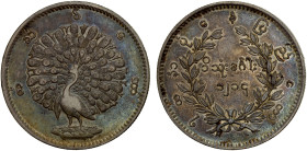 BURMA: Mindon, 1853-1878, CS1214 (1853), KM-10, peacock, toned, EF.
Estimate: USD 350 - 450