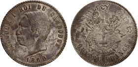 CAMBODIA: Norodom I, 1835-1904, AR 4 francs (16.69g), 1860, Bruce-XM8, Lecompte-83, Unc. This is the local official restrike made at the Phnom Penh Mi...