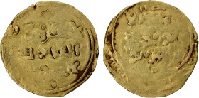 GREAT MONGOLS: Chingiz Khan, 1206-1227, AV dinar (3.96g), Bukhara, ND, A-1964, obverse legend chingiz khan / al-'adil / al-a'zam, with the mint name a...