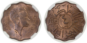 IRAQ: Faisal II, 1939-1958, AE 4 fils, 1943-I/AH1362, KM-107, NGC graded MS63 RB.
Estimate: USD 200 - 300