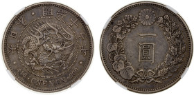 JAPAN: Meiji, 1868-1912, AR yen, year 19 (1886), Y-A25.2, large size type, pleasing tone, NGC graded XF45.
Estimate: USD 160 - 220