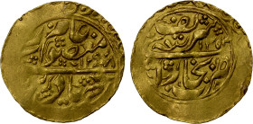 MANGHIT OF BUKHARA: temp. Muzaffar al-Din, 1860-1886, AV tilla (4.53g), Bukhara, AH1298//1304, A-3038, the date AH1304 on the reverse is one year into...