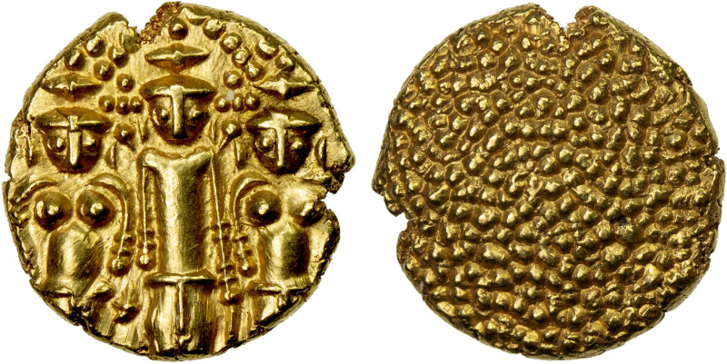 MADRAS PRESIDENCY: AV pagoda (3.47g), ND (1740-1807), KM-304, three Swami deitie...