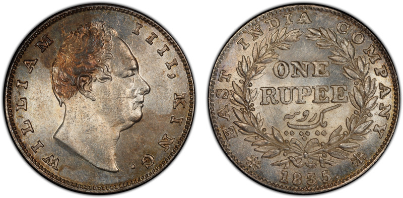 BRITISH INDIA: William IV, 1830-1837, AR rupee, 1835(b), KM-450.1, S&W-1.47, Eas...