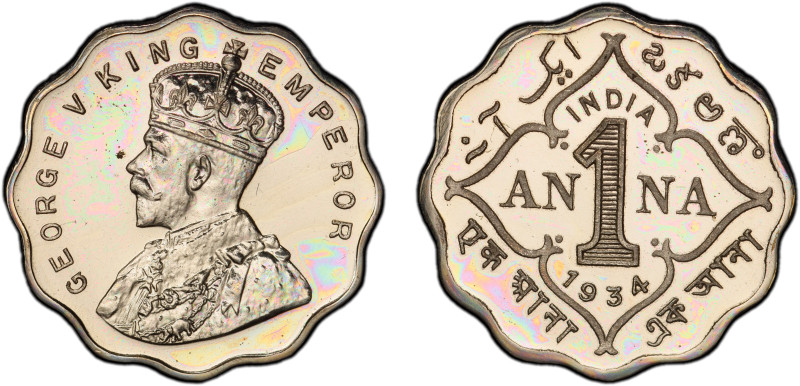 BRITISH INDIA: George V, 1910-1936, 1 anna, 1934(c), KM-513, S&W-8.325, Bombay M...