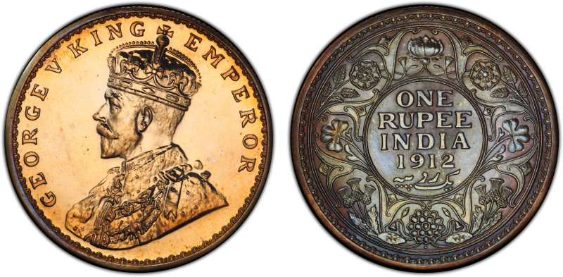 BRITISH INDIA: George V, 1910-1936, AR rupee, 1912(b), KM-524, S&W-8.20, Bombay ...