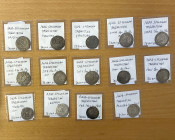 TABARISTAN: LOT of 14 silver half dirhams, including Farkhan (1 pc), Khurshid (2), 'Umar (3, all type A-56), Sa'id (2, both type A-58), Hani (2), Muqa...