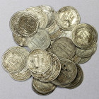 UMAYYAD: LOT of 40 silver dirhams, common dates, including mints of Wasit (32 pcs), Dimashq (7), and al-Basra (1); average circulated grades, many cli...
