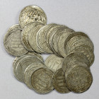 UMAYYAD: LOT of 40 silver dirhams, common dates, including mints of Wasit (33 pcs), Dimashq (4), and al-Basra (3); average circulated grades, many cli...