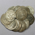 UMAYYAD: LOT of 18 silver dirhams, mints of Dimashq, 87, 98 (chipped), 100, 101, 113, 114, 121 (mostly EF condition); and Wasit, 91, 103, 105 (all VF ...