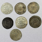 ABBASID: LOT of 7 silver dirhams, mint of Madinat al-Salam: AH207, 225, 226, 228, 230, 289 (al-Mu'tadid), and 307; average VF condition, decent group ...