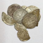 UMAYYAD OF SPAIN: LOT of 10 silver coins, including dirhams dated AH221 (2 pcs), 229, 233, 235, and 240, plus one broken piece (date off) and 2 cut ha...