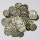 FATIMID: LOT of 63 silver coins, mostly ½ dirhams and a few ¼ dirhams of al-Mu'izz, al-'Aziz, and al-Hakim, plus a few later pieces, probably none wit...