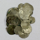 FATIMID: LOT of 21 silver coins, all without legible mint and date, including broad dirhams of al-Mu'izz (A-W699, 3 pcs) and al-'Aziz (A-W705, 4 pcs),...