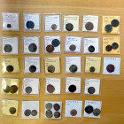 AYYUBID: al-Nasir Yusuf I (Saladin), 1169-1193, LOT of 37 copper coins, including examples from the mints of al-Qahira (1 pc, "black dirham", VG), Dim...