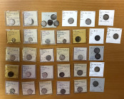 AYYUBID: al-Zahir Ghazi, 1186-1216, LOT of 35 silver coins, including for the full dirham type A-834.1, 834.2, and 834.7, including the dates AH589, 5...