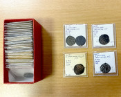 AYYUBID: al-Zahir Ghazi, 1186-1216, LOT of 46 copper fulus, including all types A-838.1 through 838.4 (A-838.2 is from Hamah mint, the reset from Hala...