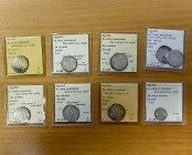 AYYUBID: al-'Aziz Muhammad, 1216-1236, LOT of 9 silver coins, including 8 full dirhams, including types A-839.1, citing Abu Bakr as overlord (2 pcs, d...