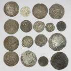 AYYUBID OF YEMEN: LOT of 12 silver coins, including Tughtekin, type A-1090, Zabid mint, always undated (3 pcs, average Fine, all with minor chips); Is...