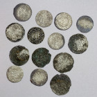 RASULID: al-Mansur 'Umar I, 1229-1249, LOT of 14 silver coins, including A-1100.1 (type A), 2 pcs, mint & date off; A-1100.3 (type C), 4 pcs, mint & d...
