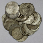 RASULID: al-Mujahid 'Ali, 1322-1363, LOT of 37 thin silver dirhams, type A-1108.3, incredibly thin subtype struck at all mints approximately AH751-757...