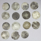 RASULID: al-Afdal al-'Abbas, 1363-1376, LOT of 15 silver dirhams of type A, A-1109.1, two of Tha'bat mint, three without legible mint, the rest of al-...