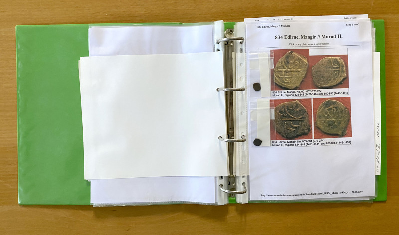 OTTOMAN EMPIRE: Murad II, first reign, 1421-1444, LOT of 4 copper and 54 silver ...