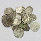 OTTOMAN EMPIRE: Osman II, 1618-1622, LOT of 31 silver coins, A-1365, AR akçe: mints of Amid (2 pcs), Belgrad (2), Edirne (2), Kostantiniye (5), Misr (...