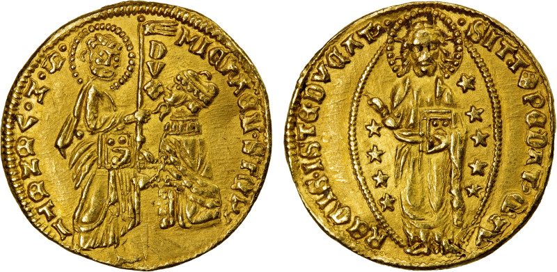 VENICE: Michele Steno, 1400-1413, AV zecchino (3.44g), Paol-1, Fr-1230., bold st...