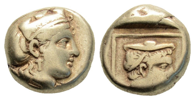 Greek
LESBOS, Mytilene (Circa 412-378 BC)
EL Hekte (9.9mm, 2.52g)
Obv: Head of K...