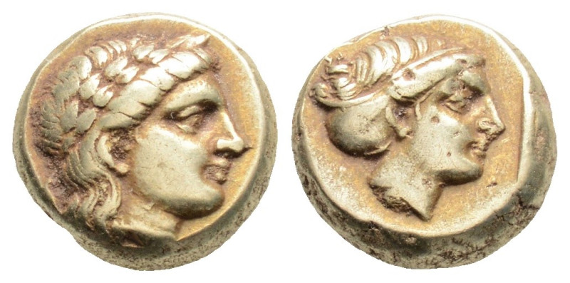 Greek
LESBOS, Mytilene (Circa 377-326 BC)
EL Hekte (9.7mmm, 2.55g)
Obv: Laureate...