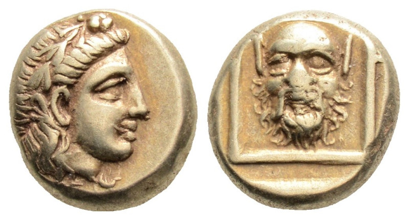 Greek
LESBOS, Mytilene (Circa 377-326 BC)
EL Hekte (5.5mm, 2.55g)
Obv: Wreathed ...