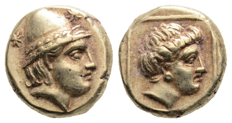 Greek
LESBOS, Mytilene (Circa 377-326 BC)
EL Hekte (5.8mm, 2.56g)
Obv: Head of K...