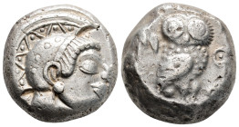 Greek
ATTICA, Athens (Circa 500/490-485/0 BC)
AR Tetradrachm (20.8mm, 17.1g)
Obv: Head of Athena to right, wearing crested Attic helmet and circular e...
