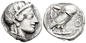 Greek
ATTICA, Athens (Circa 454-404 BC)
AR Tetradrachm (24.5mm, 16.4g)
Obv: Head of Athena to right, wearing crested Attic helmet ornamented with thre...