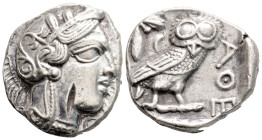 Greek
ATTICA, Athens (Circa 454-404 BC)
AR Tetradrachm (24.3mm, 17.3g)
Obv: Head of Athena to right, wearing crested Attic helmet ornamented with thre...