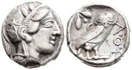 Greek
ATTICA, Athens (Circa 454-404 BC)
AR Tetradrachm (23.7mm, 17.1g)
Obv: Head of Athena to right, wearing crested Attic helmet ornamented with thre...