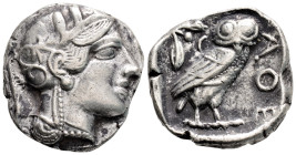 Greek
ATTICA, Athens (Circa 454-404 BC)
AR Tetradrachm (24mm, 16.5g)
Obv: Head of Athena to right, wearing crested Attic helmet ornamented with three ...