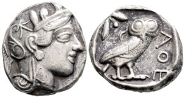 Greek
ATTICA, Athens (Circa 454-404 BC)
AR Tetradrachm (23.5mm, 16.8g)
Obv: Head of Athena to right, wearing crested Attic helmet ornamented with thre...