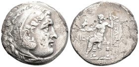 Greek
KINGS OF MACEDON. Alexander III 'the Great' (336-323 BC).
AR Tetradrachm (30mm 15.2g)
Obv: Head of Herakles right, wearing lion skin.
Rev: AΛEΞA...