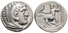 Greek
KINGS of MACEDON, Demetrios I Poliorketes (Circa 306-283 BC)
AR Tetradrachm. (26.3mm, 17.1mm)
Obv: Head of Herakles right, wearing lion skin 
Re...