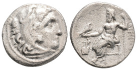 Greek
KINGDOM OF MACEDON, Philip III Arrhidaios, 'Kolophon' (Circa 323-319 BC)
AR Drachm (12.5mm, 3.8g)
Obv: Head of Herakles to right, wearing lion s...