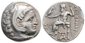 Greek
KINGDOM OF MACEDON, Antigonos I Monophthalmos (Circa 319-310 BC)
AR Drachm. (19.1mm, 4.2g) 
Obv: Head of Herakles to right, wearing lion skin he...